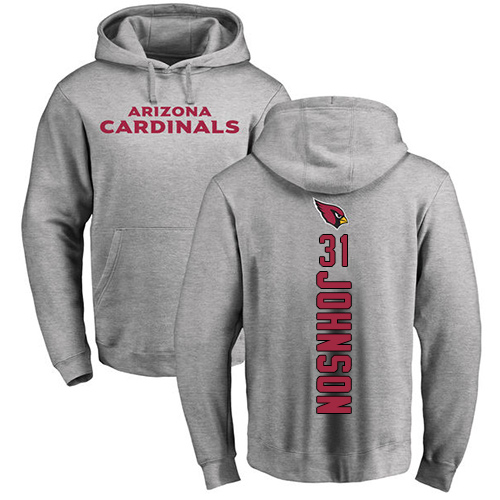 Arizona Cardinals Men Ash David Johnson Backer NFL Football #31 Pullover Hoodie Sweatshirts->arizona cardinals->NFL Jersey